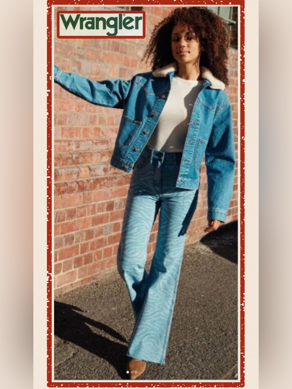 NWT Free People X Wrangler Meow Laser Tiger Print Wanderer Flare Jeans 28x30